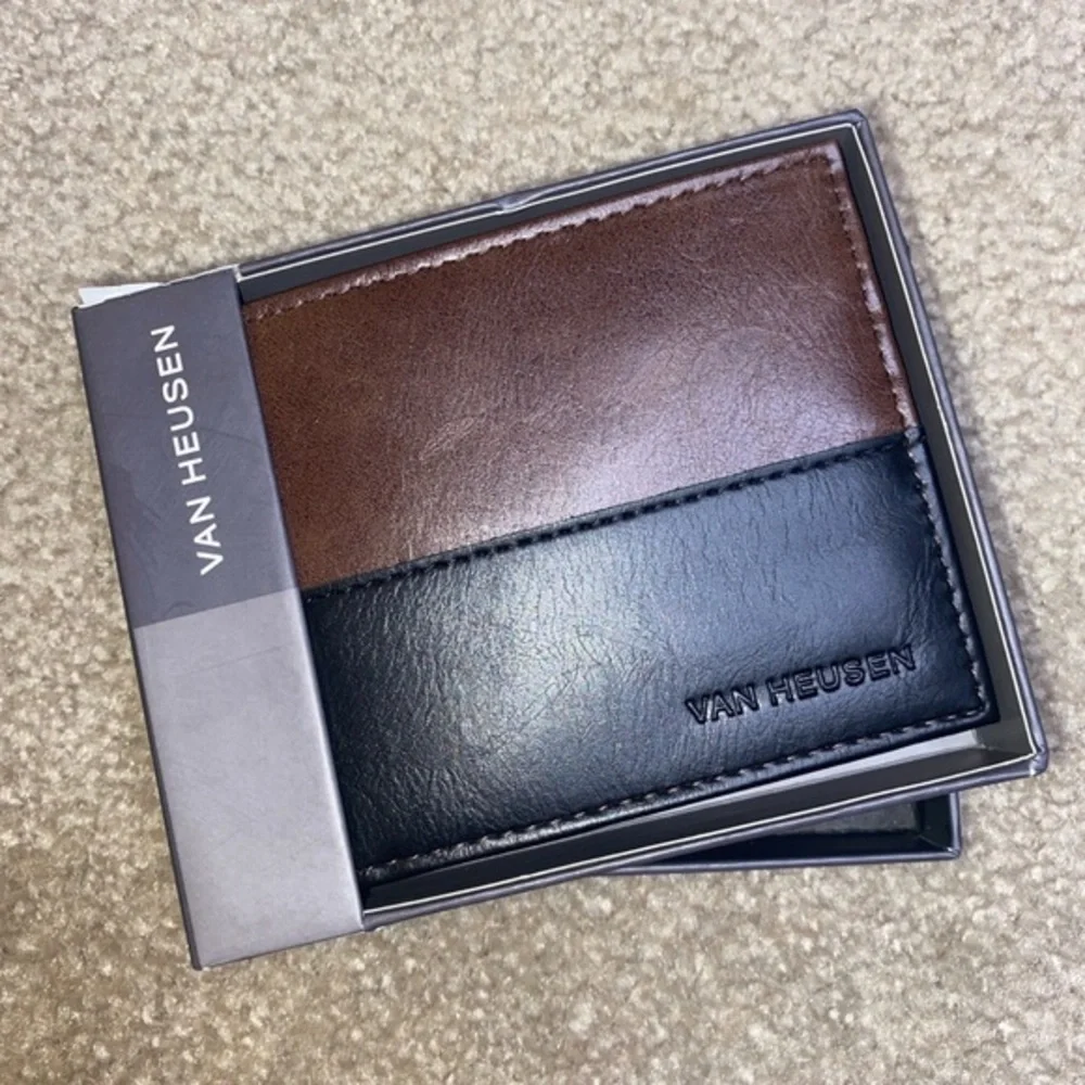 VAN HEUSEN FAUX LEATHER BLACK/BROWN WALLET❗️
